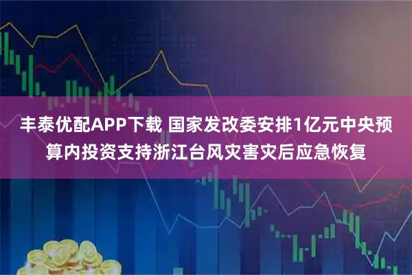 丰泰优配APP下载 国家发改委安排1亿元中央预算内投资支持浙江台风灾害灾后应急恢复